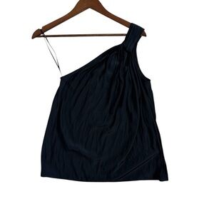 New Ramy Brook Junie One-Shoulder Navy Blue Tank Top Size X-small